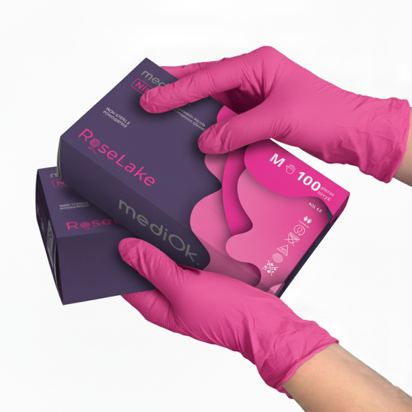 Медичні рукавички нітрилові Nitrile Rose Lake Рожеві 3,5 г