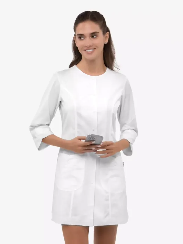 Аміна Медичний Халат колір білий довгий рукав рукав 
