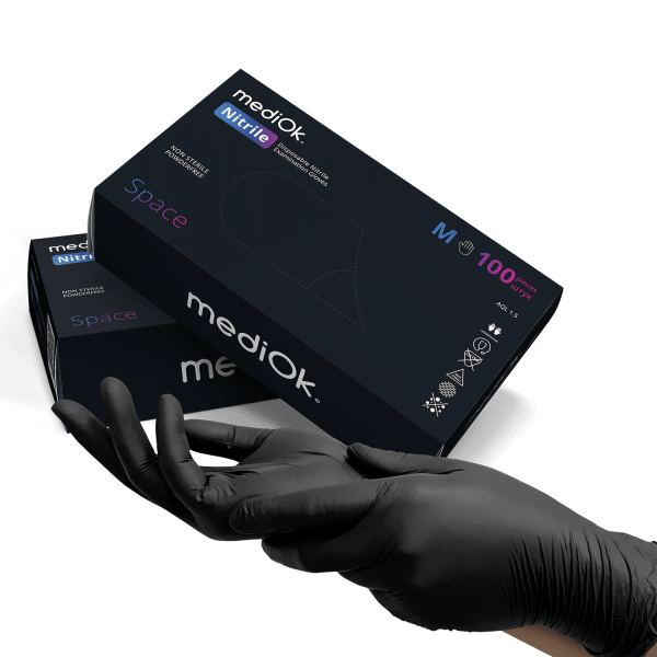 Медичні рукавички нітрилові Nitrile Space Чорні 3,5 г